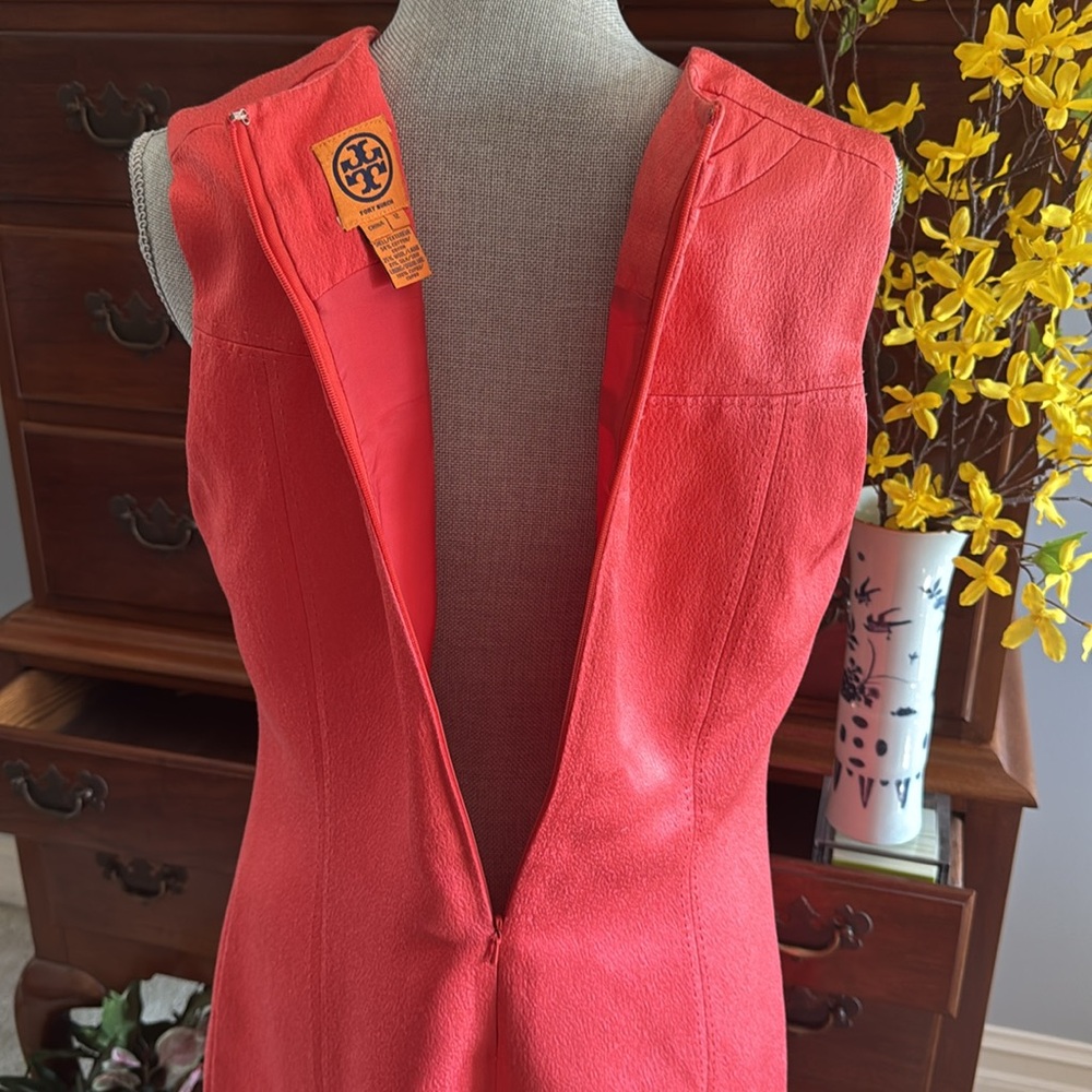 Tory Burch Coral Sleeveless Shift Dress Size 12 - Picture 8 of 13